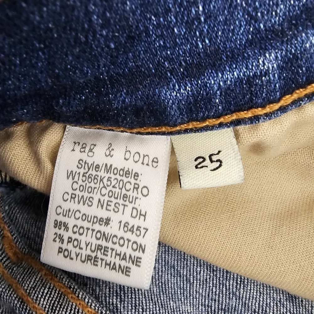 Rag & Bone 10 Inch Ankle Skinny‎ High Rise Blue Jeans 25 Preowned